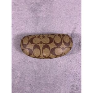Coach sunglasses case Canvas Brown Womens velour lining Clamshell Hard